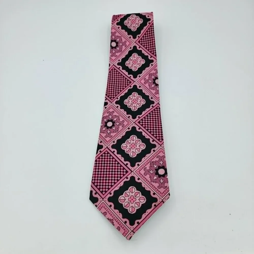 Excellence Original Jupiter Men's Necktie, silk, pink, Black size 54.5 x 4